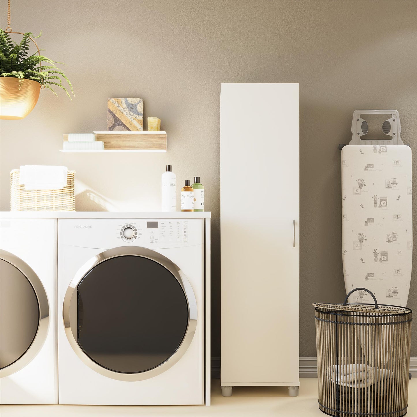 Basin 60" Tall Storage Cabinet with 4 Shelves and Adjustable Feet - White