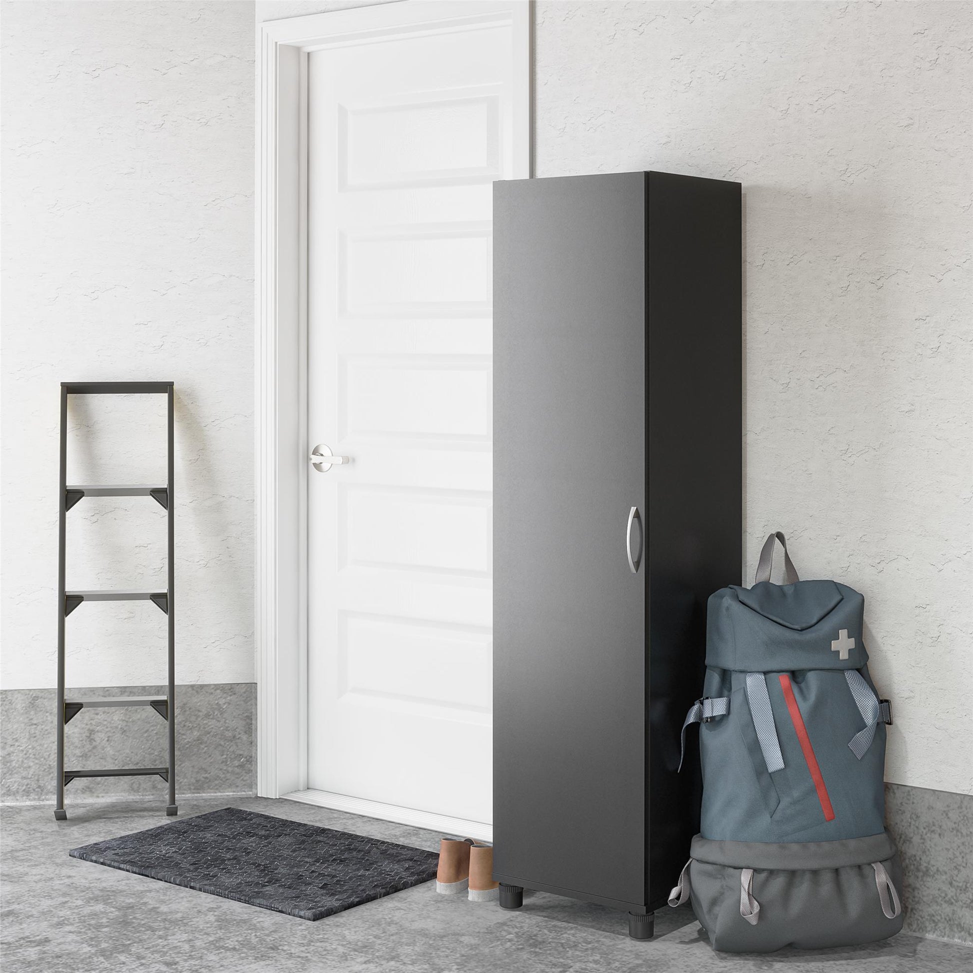 Basin 60" Tall Storage Cabinet with 4 Shelves and Adjustable Feet - Black