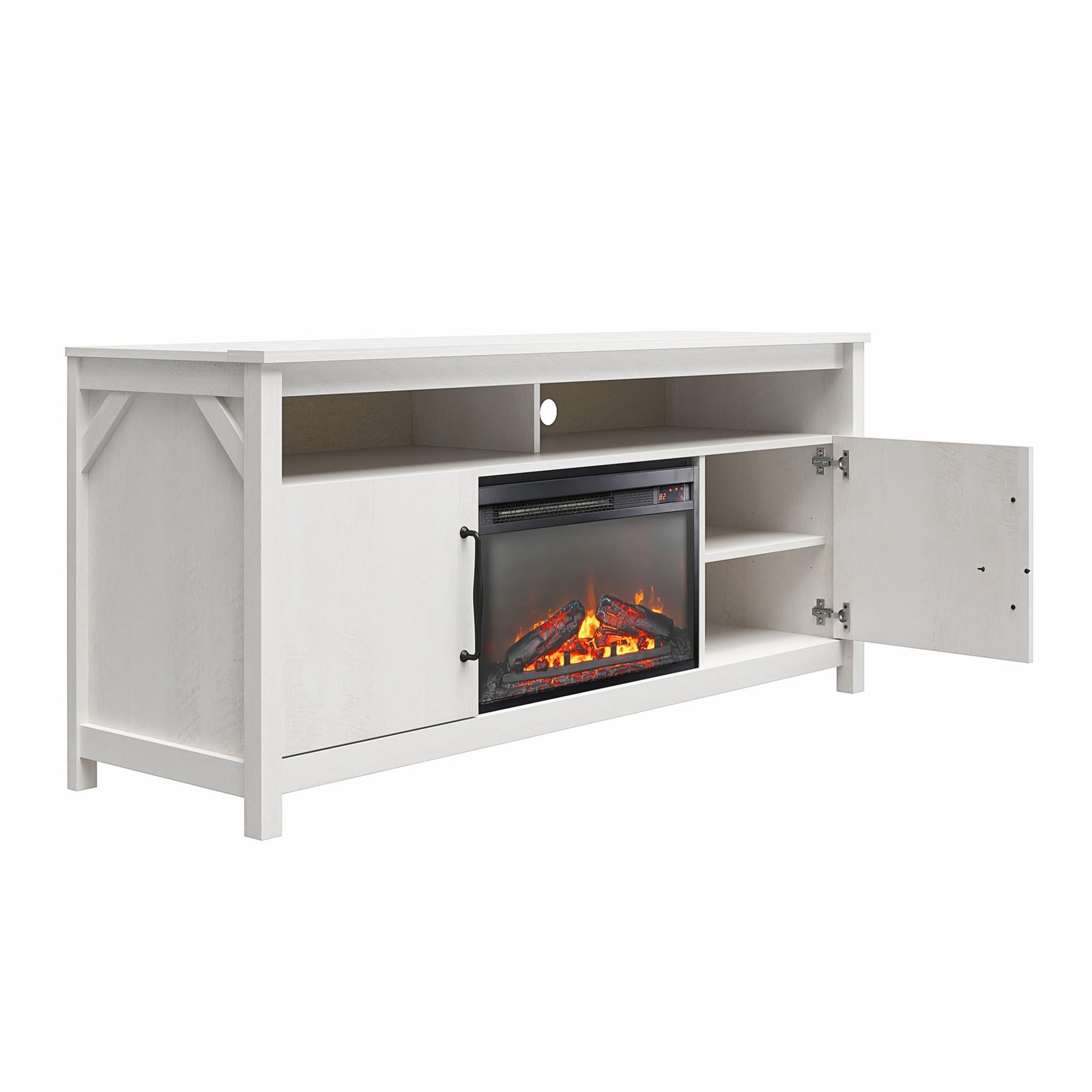 Augusta Electric Fireplace and TV Console for TVs up to 65 Inches - Ivory Oak