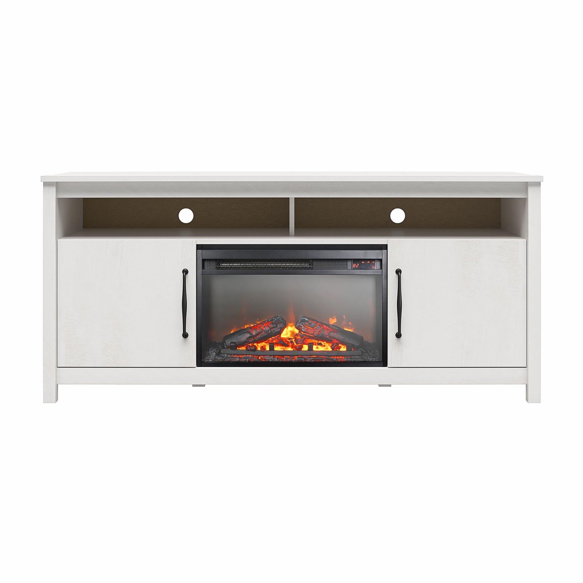 Augusta Electric Fireplace and TV Console for TVs up to 65 Inches - Ivory Oak