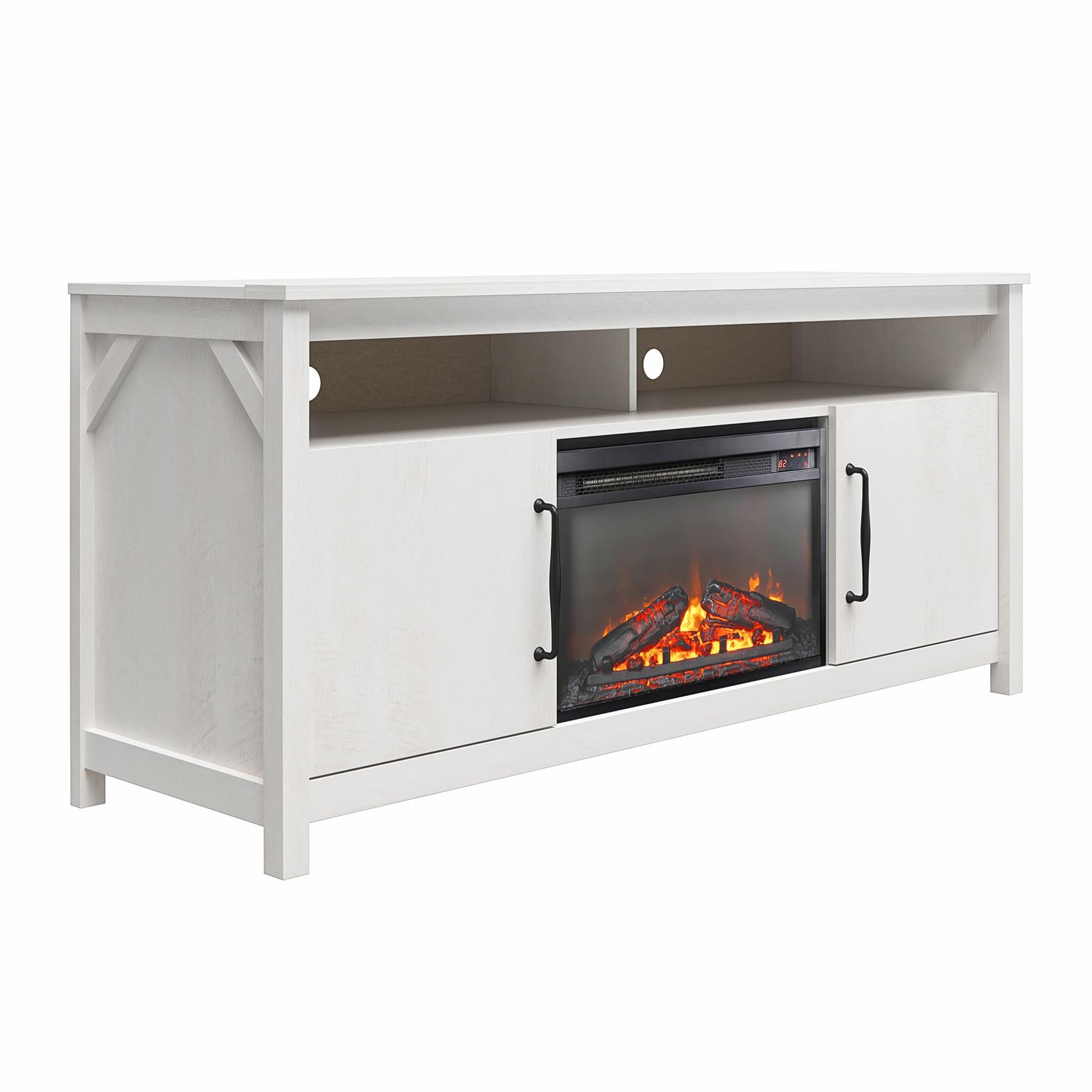 Augusta Electric Fireplace and TV Console for TVs up to 65 Inches - Ivory Oak
