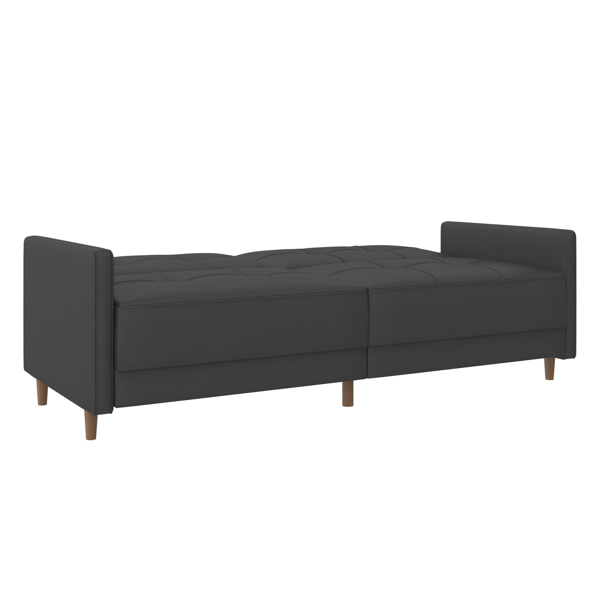 Andora Tufted Upholstered Coil Futon with Wooden Legs - Gray