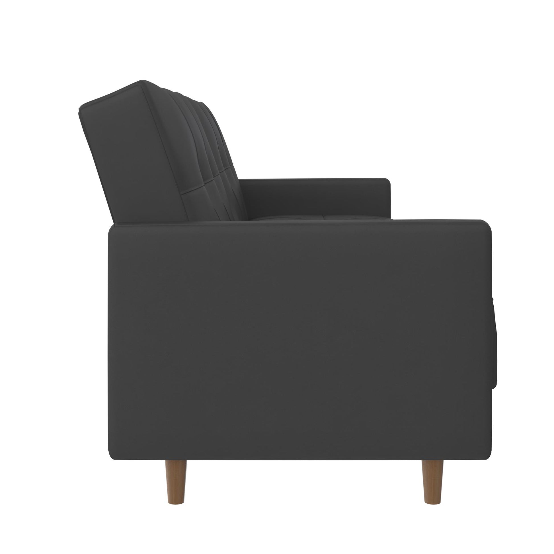 Andora Tufted Upholstered Coil Futon with Wooden Legs - Gray