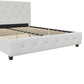 Dakota Upholstered Platform Bed With Diamond Button Tufted Heaboard - White Faux leather - Queen
