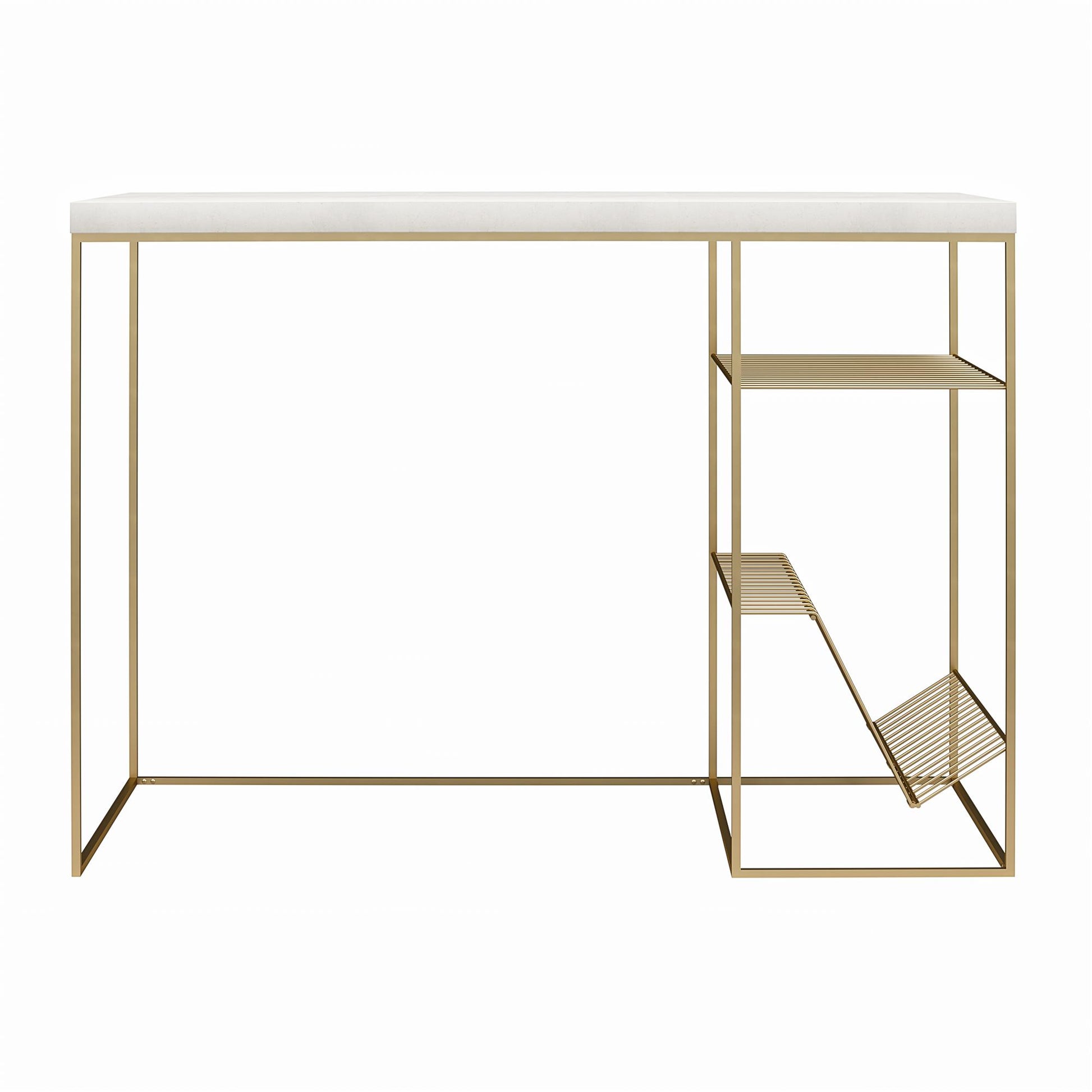 Neely Desk Mixed Media with Flat and Angled Shelves - Plaster