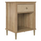 Shiloh Faux Rattan Nightstand with Drawer and Lower Shelf - Natural