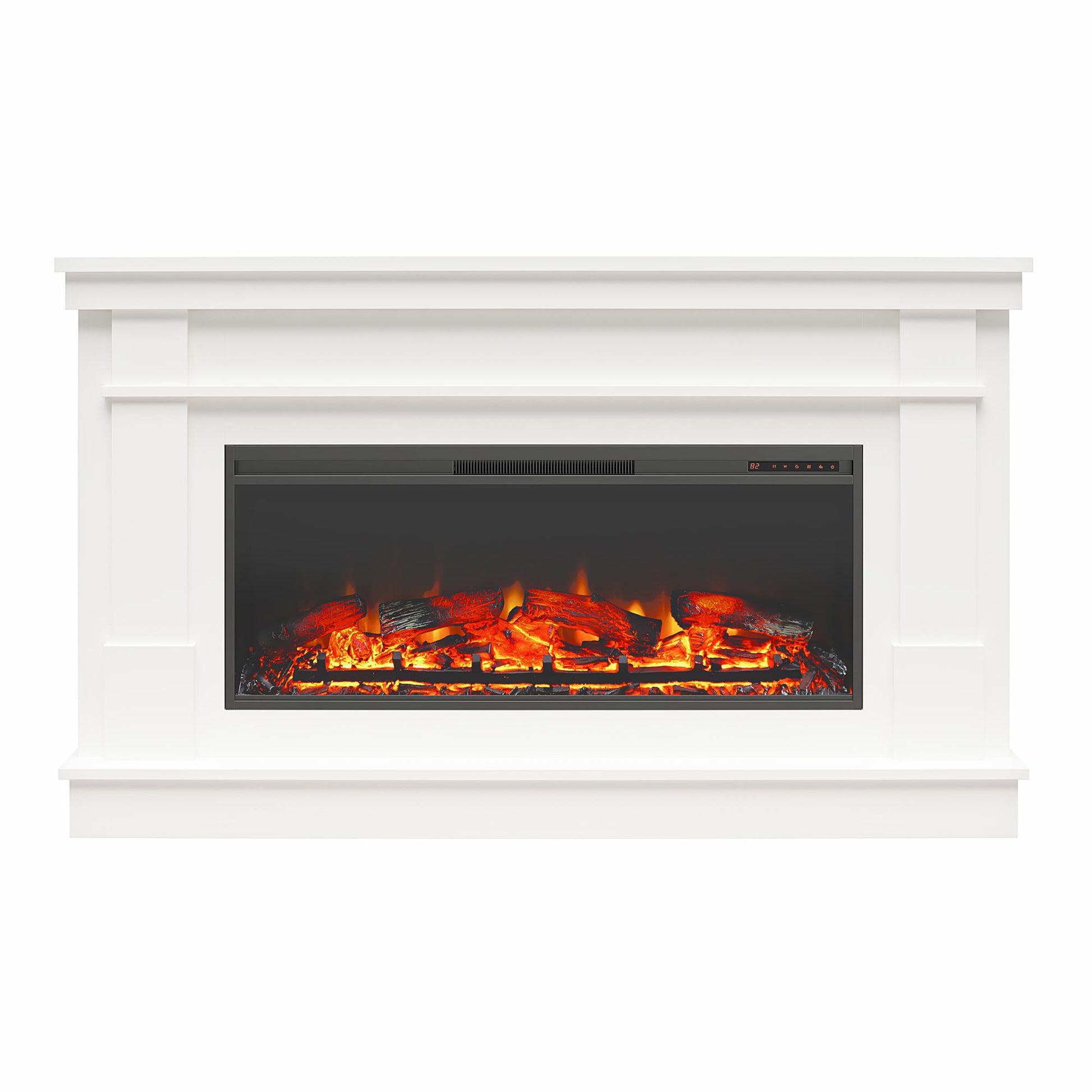 Elmcroft Wide Mantel with 43" Linear Fireplace Insert - White