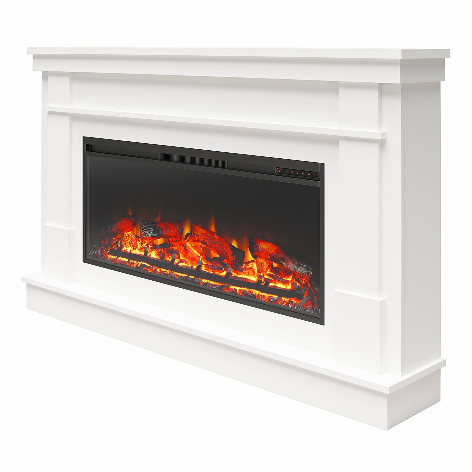 Elmcroft Wide Mantel with 43" Linear Fireplace Insert - White