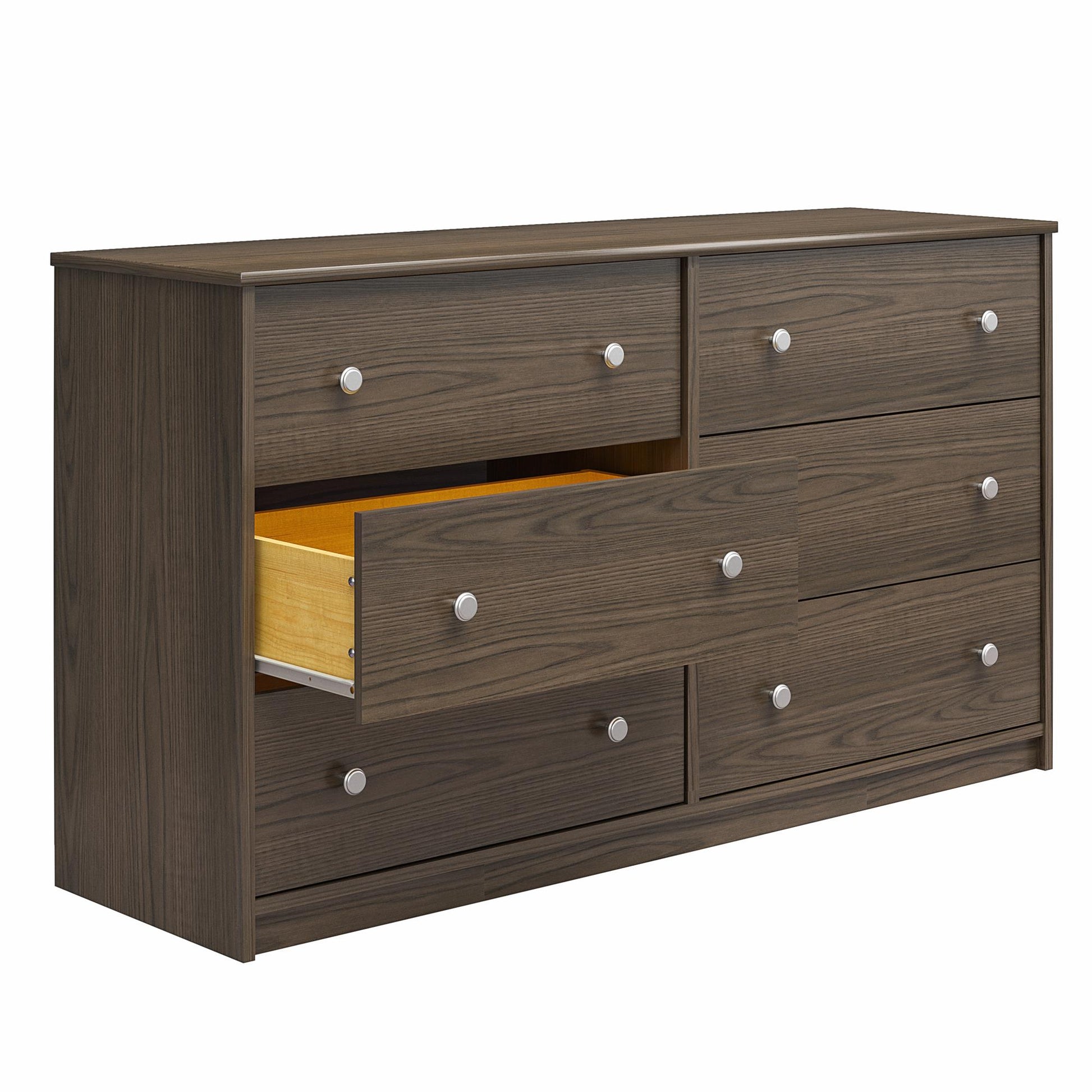 Ellwyn 6 Drawer Wide Dresser with Included Wall Anchor Kit - Brown Stanton Ash