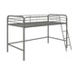 Jett Junior Loft Bed with Metal Frame and Built-In Ladder - Silver - Twin