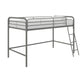 Jett Junior Loft Bed with Metal Frame and Built-In Ladder - Silver - Twin