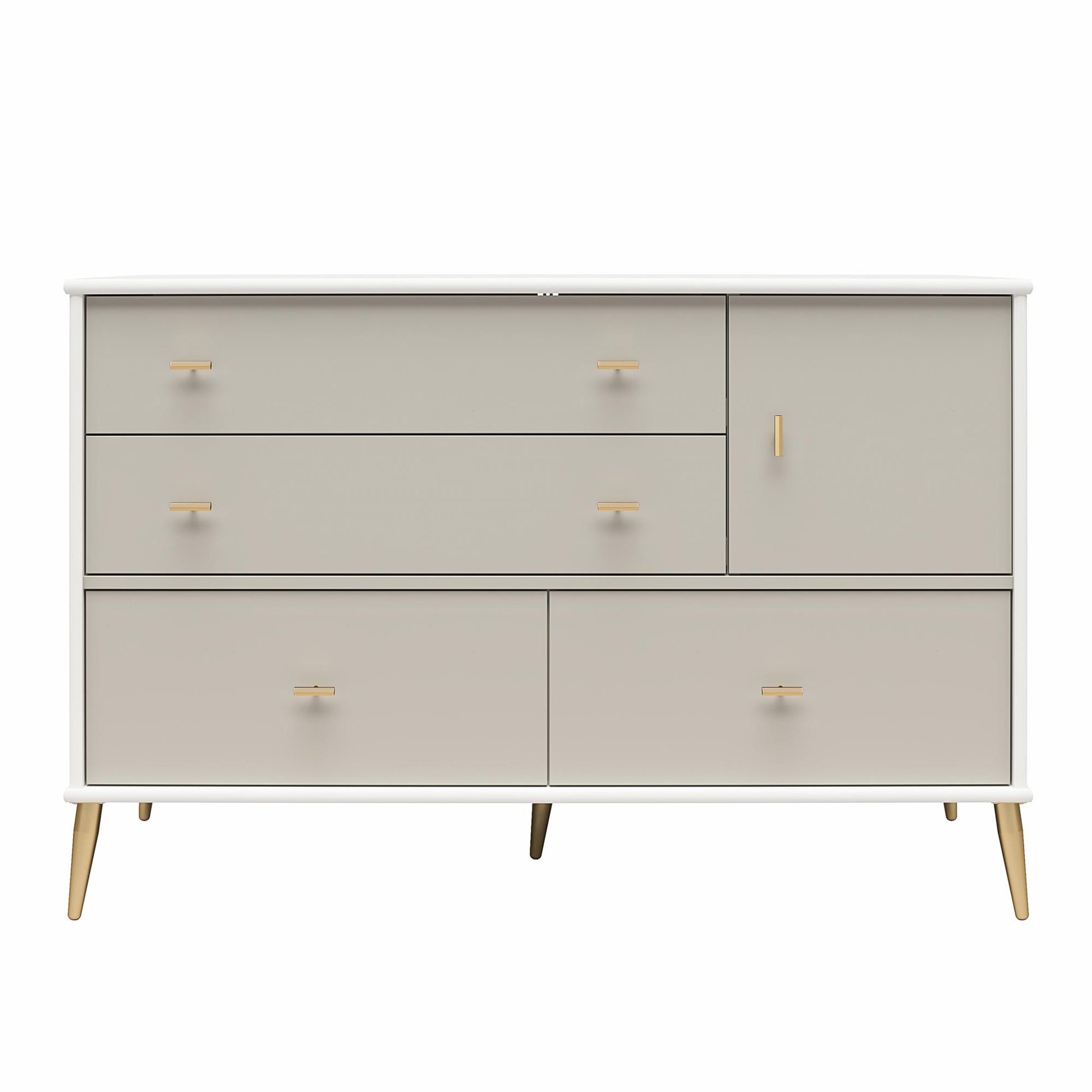 Valentina Asymmetrical 4 Drawer / 1 Door Convertible Dresser - White / Grey