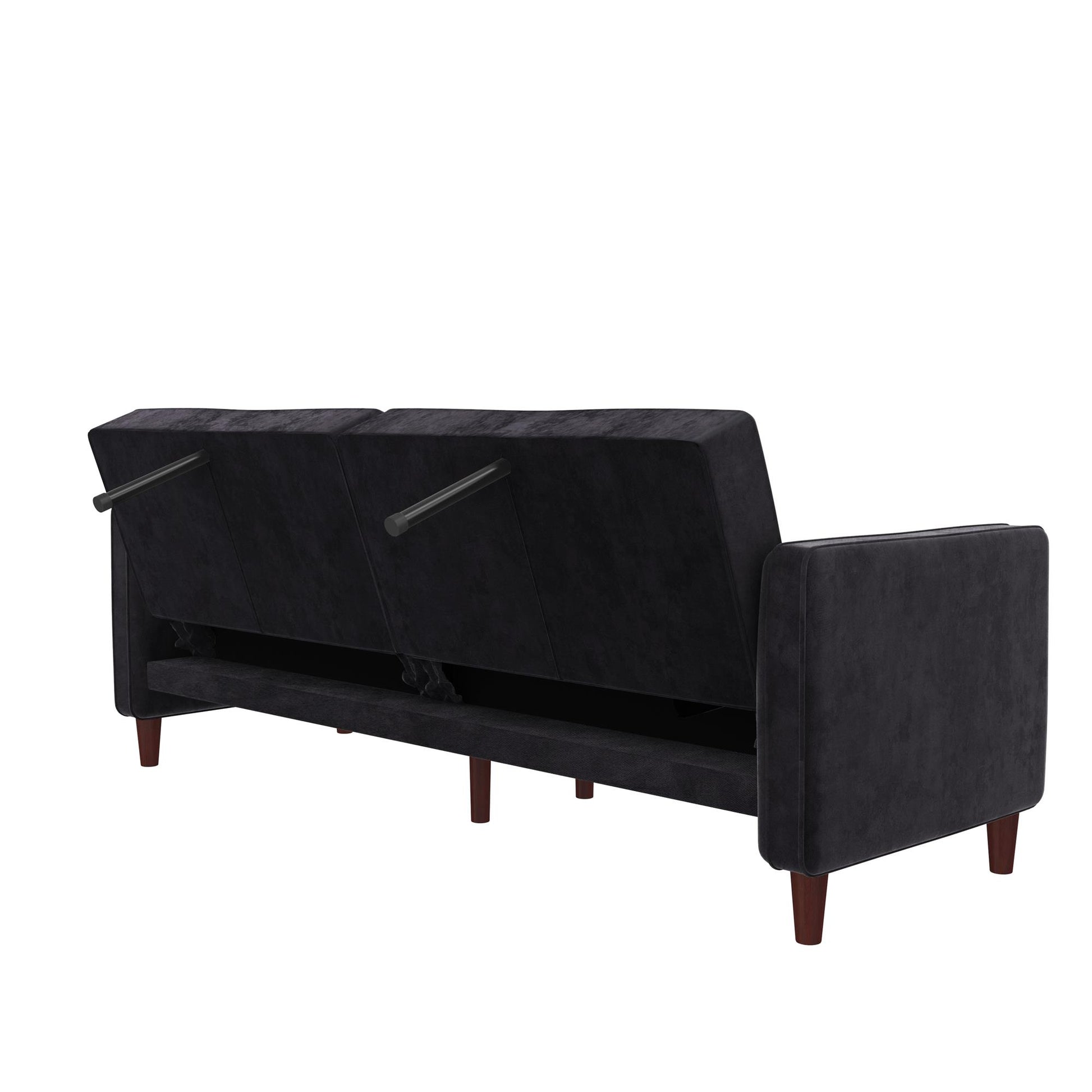 Pin Tufted Transitional Futon with Vertical Stitching and Button Tufting - Black
