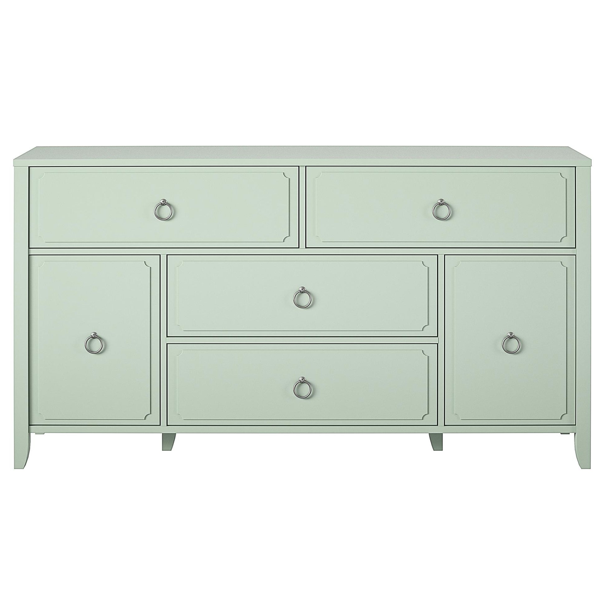 Her Majesty 4 Drawer/2 Door Wide Dresser, Pale Green - Pale Green