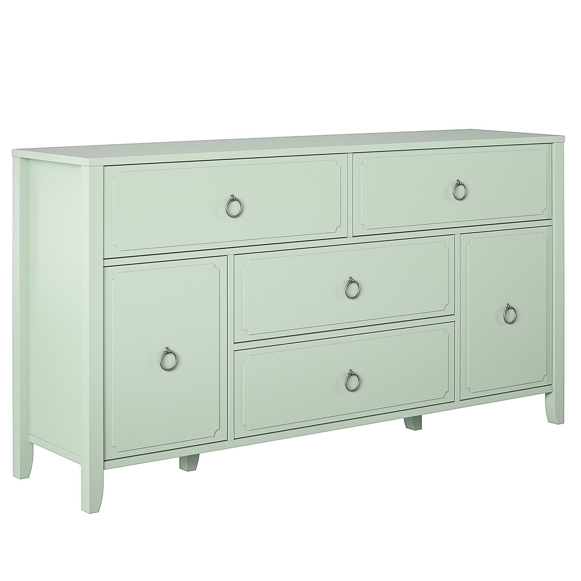 Her Majesty 4 Drawer/2 Door Wide Dresser, Pale Green - Pale Green
