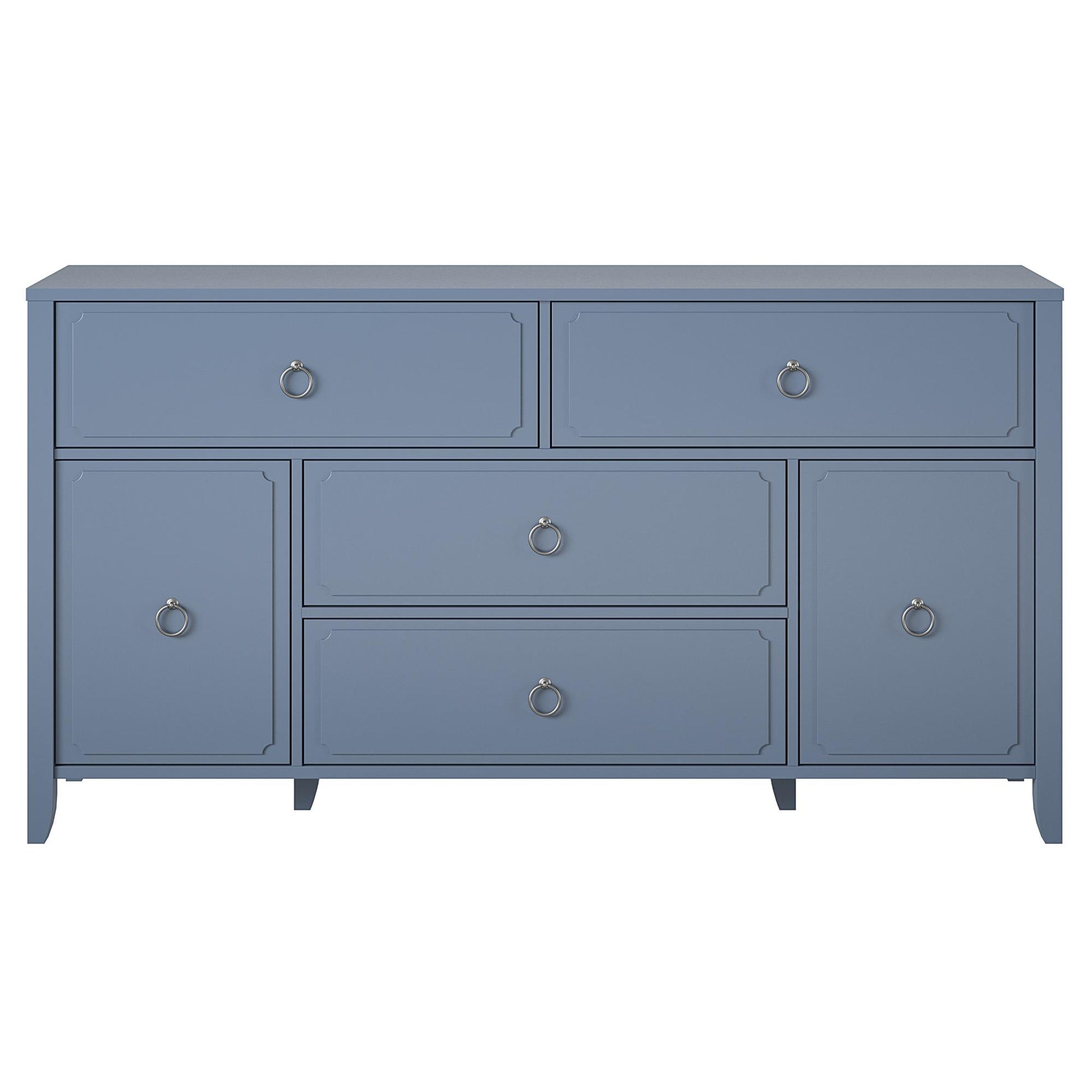 Her Majesty 4 Drawer/2 Door Wide Dresser, Blue - Blue
