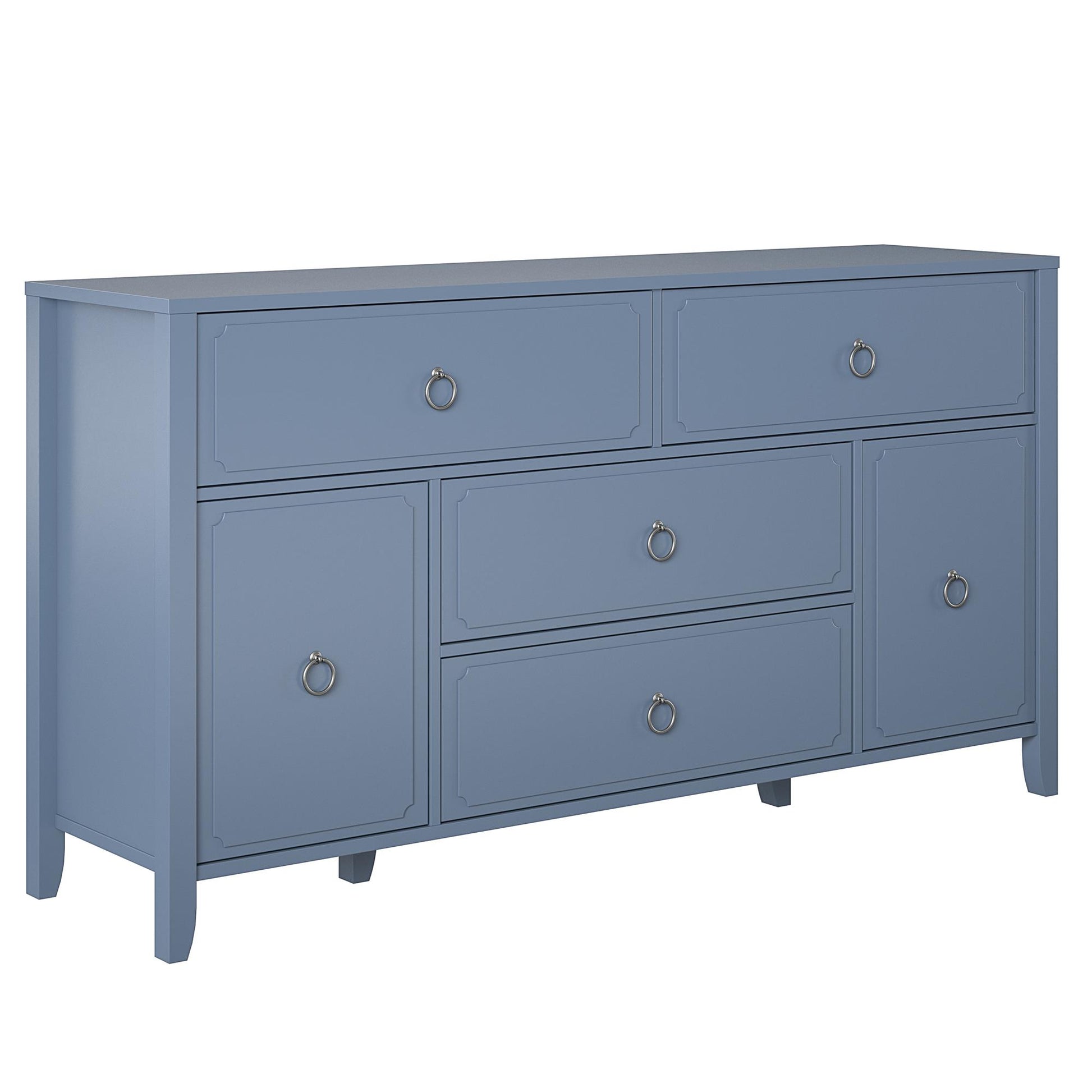 Her Majesty 4 Drawer/2 Door Wide Dresser, Blue - Blue