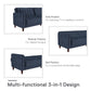 Pin Tufted Transitional Futon with Vertical Stitching and Button Tufting - Blue Velvet