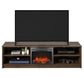 Noble 75" TV Stand with Electric Fireplace Insert and 4 Shelves - Walnut