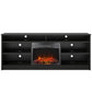 Hendrix 65" TV Stand with Electric Fireplace Insert and 6 Shelves - Black Oak