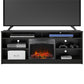 Hendrix 65" TV Stand with Electric Fireplace Insert and 6 Shelves - Black Oak