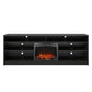 Hendrix 75" TV Stand with Electric Fireplace Insert and 6 Shelves - Black Oak