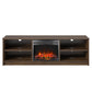 Noble 65” TV Stand with Electric Fireplace Insert and 4 Shelves - Walnut
