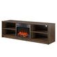 Noble 65” TV Stand with Electric Fireplace Insert and 4 Shelves - Walnut