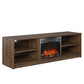 Noble 65” TV Stand with Electric Fireplace Insert and 4 Shelves - Walnut