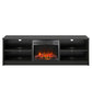 Noble 65” TV Stand with Electric Fireplace Insert and 4 Shelves - Black Oak