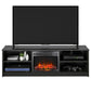 Noble 65” TV Stand with Electric Fireplace Insert and 4 Shelves - Black Oak