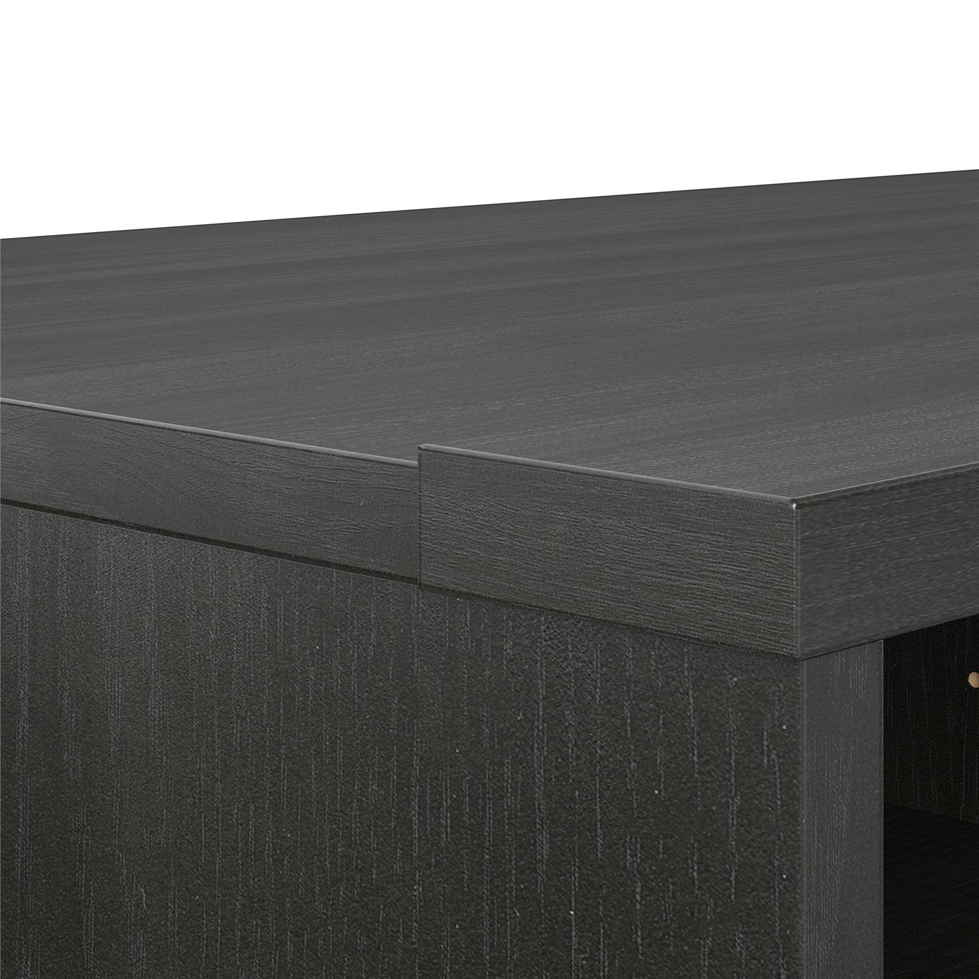 Noble 65” TV Stand with Electric Fireplace Insert and 4 Shelves - Black Oak