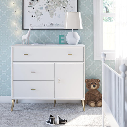 Little Seeds Valentina Asymmetrical 3 Drawer / 1 Door Convertible Dresser - White