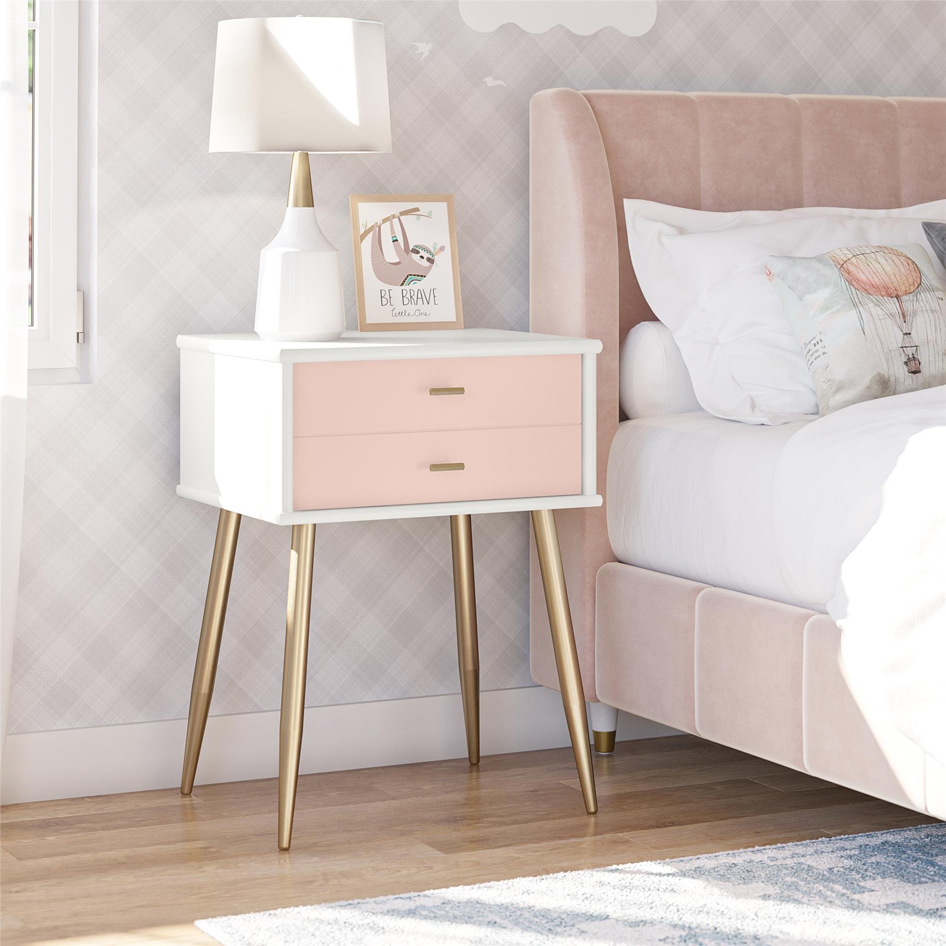 Little Seeds Valentina 1 Drawer Nightstand - Pale Pink