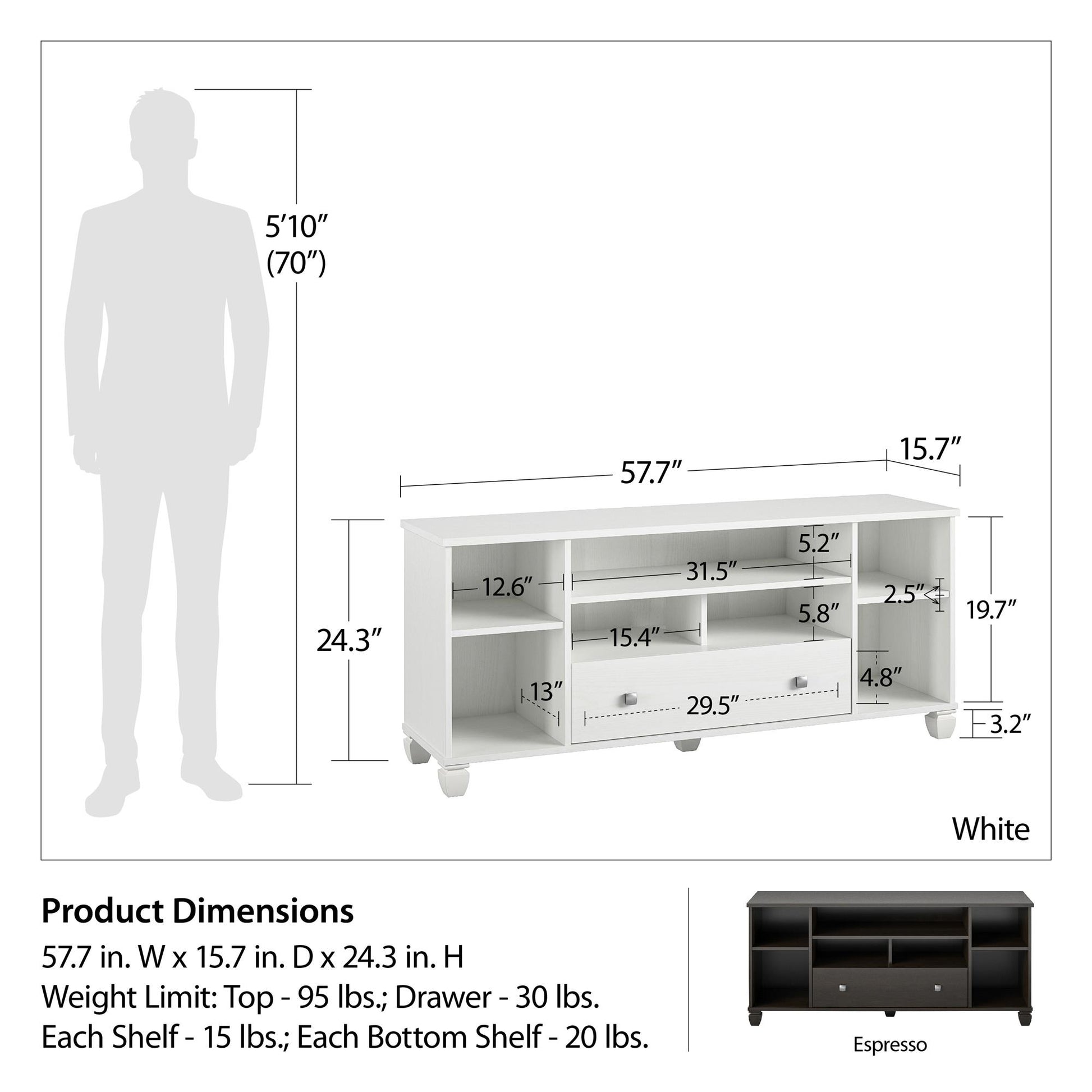 Brett TV Stand for TVs up to 64in - White