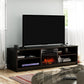 Noble 75" TV Stand with Electric Fireplace Insert and 4 Shelves - Black Oak