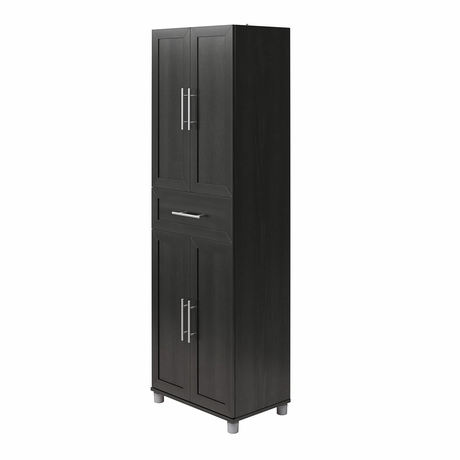 Camberly Framed 4 Door/1 Drawer Storage Cabinet, Black Oak - Black Oak