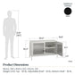 Ashbury Heights 2 Door Storage Cabinet-Fluted Glass Metal Locker, Black - Black