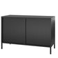 Ashbury Heights 2 Door Storage Cabinet-Fluted Glass Metal Locker, Black - Black