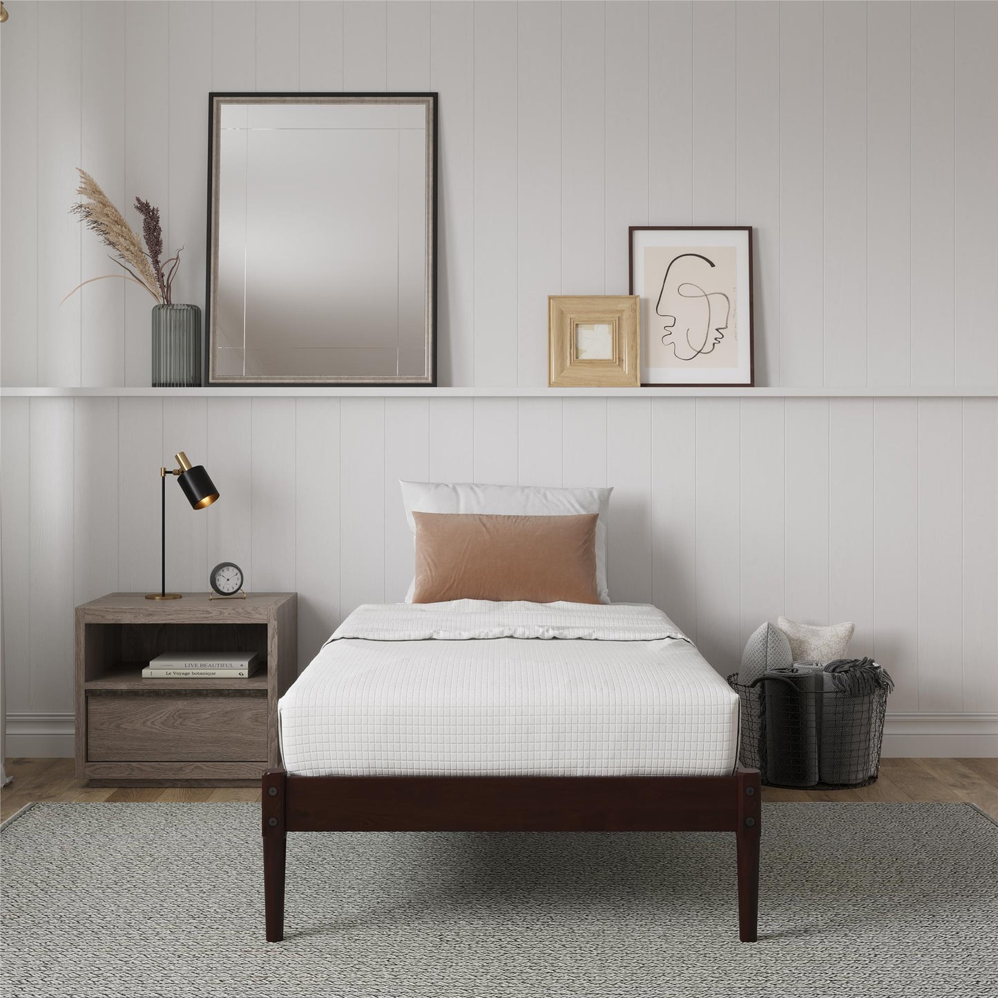 DHP Lorriana Wood Platform Bed, Twin Size, Espresso - Espresso - Twin