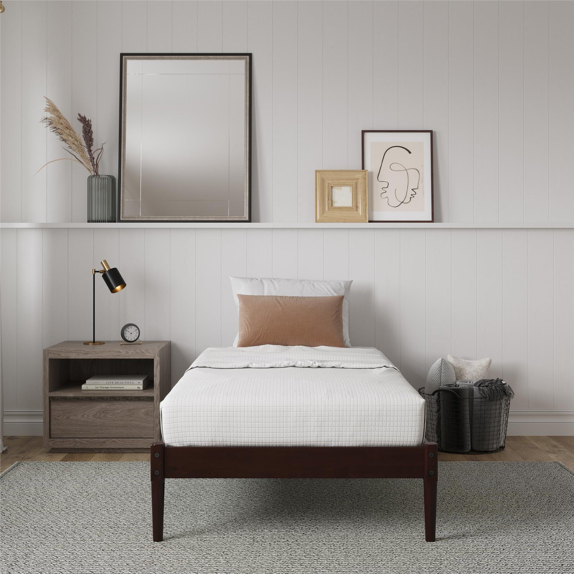 DHP Lorriana Wood Platform Bed, Twin Size, Espresso - Espresso - Twin