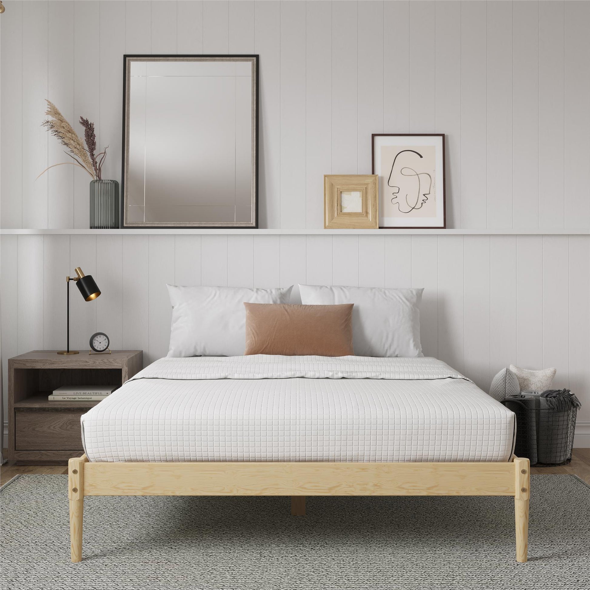 DHP Lorriana Wood Platform Bed, Full Size, Natural - Natural - Full