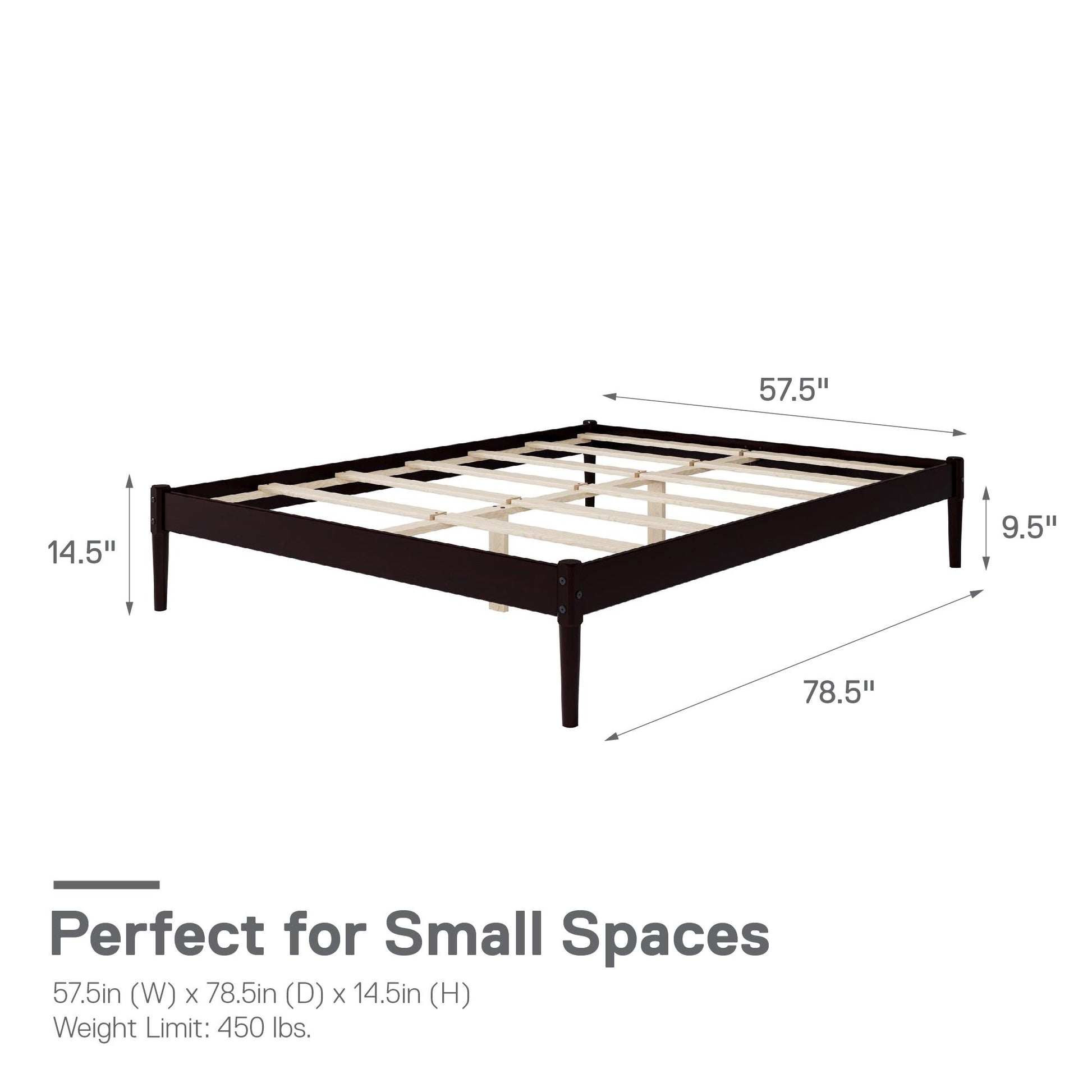DHP Lorriana Wood Platform Bed, Full Size, Espresso - Espresso - Full