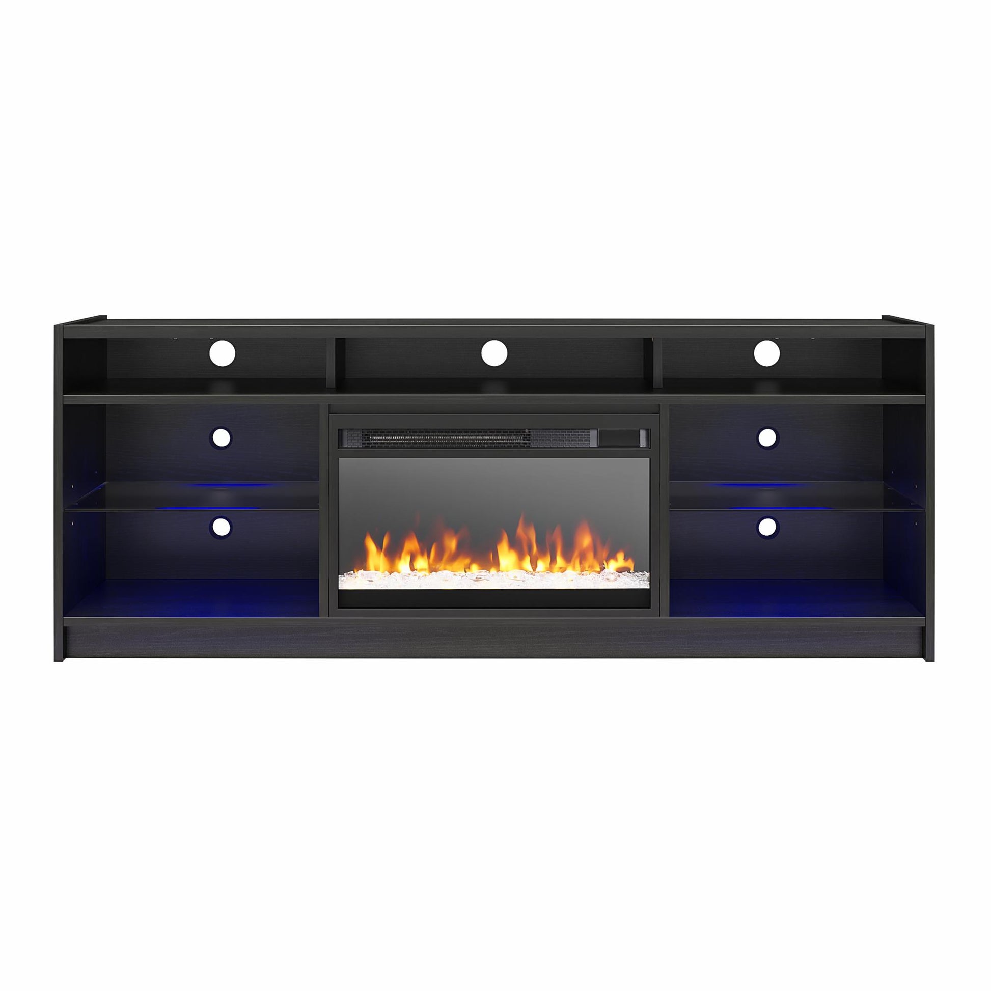 Luna 65 In Fireplace TV Stand - Black Oak