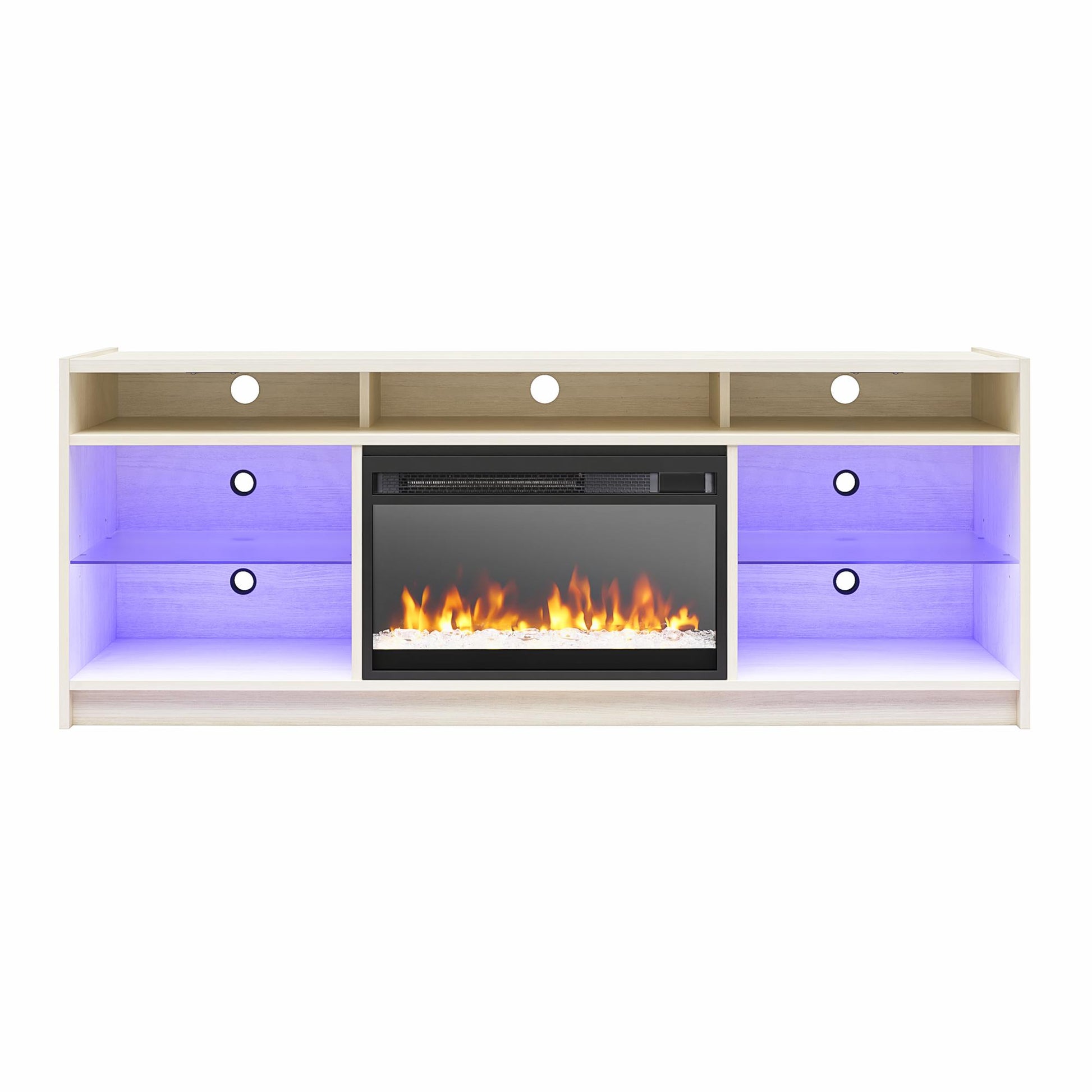 Luna 65 In Fireplace TV Stand - Ivory Oak