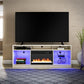 Luna 65 In Fireplace TV Stand - Ivory Oak