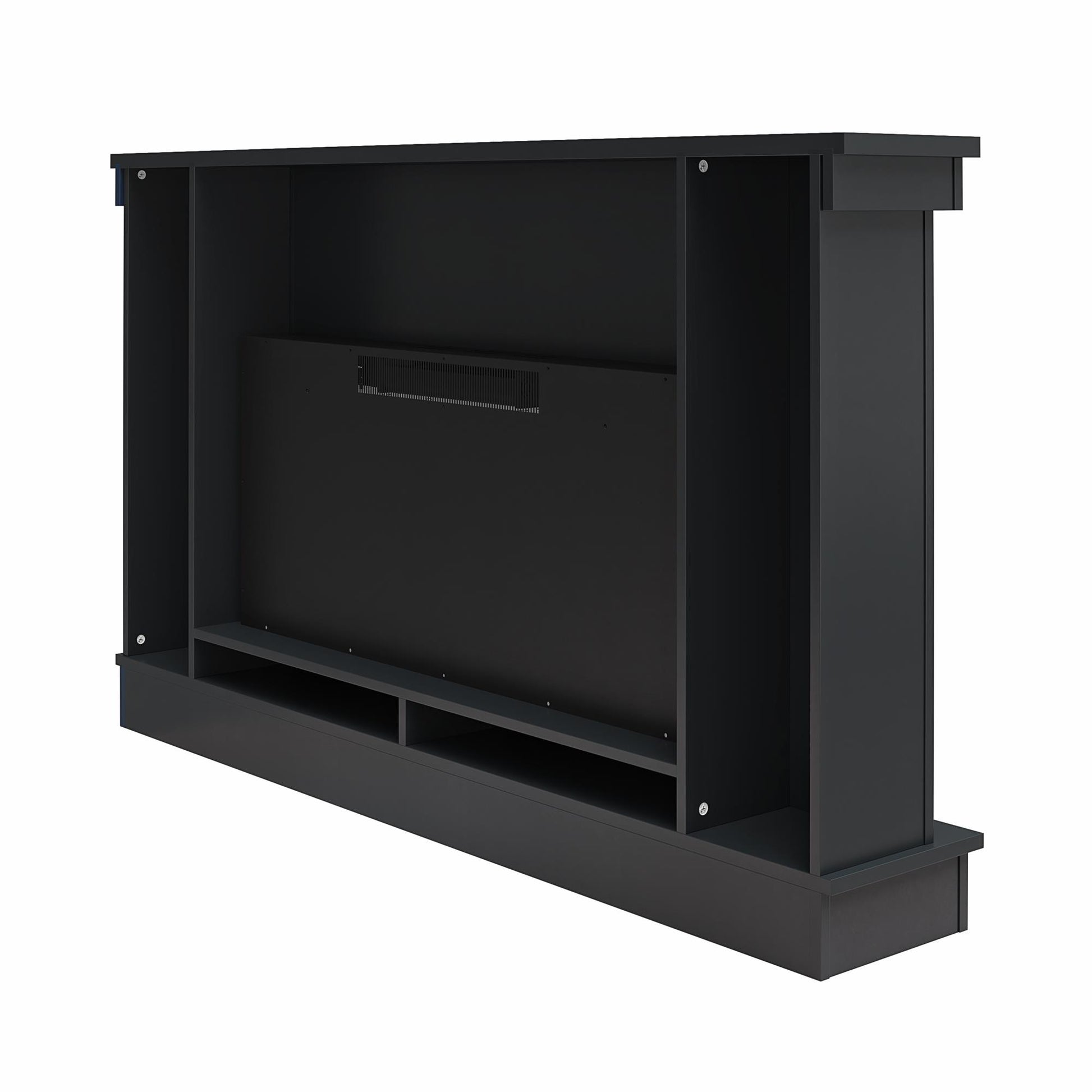 Waverly Wide Mantel with Linear Electric Fireplace &amp; Crystal Ember Bed, Black - Black
