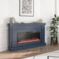 Waverly Wide Mantel with Linear Electric Fireplace & Crystal Ember Bed, Navy - Navy