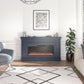 Waverly Wide Mantel with Linear Electric Fireplace & Crystal Ember Bed, Navy - Navy
