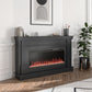 Waverly Wide Mantel with Linear Electric Fireplace &amp; Crystal Ember Bed, Black - Black